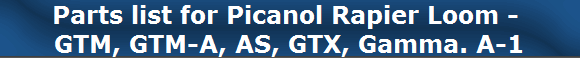 Parts list for Picanol Rapier Loom - 
GTM, GTM-A, AS, GTX, Gamma. A-1